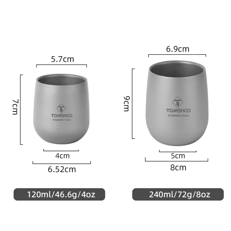 Tomshoo Titanium Cup Insulated Double Wall Drink Cup Outdoor Camping Titanium Water Cup for Camping Hiking Cool Camping Gear