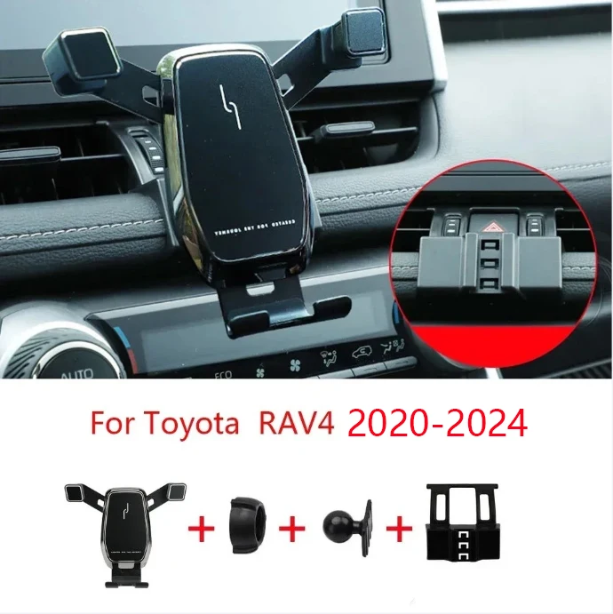 

Car Phone Holder For Toyota RAV4 2020-2024 Gravity Stand Mount Support Horizontal GPS Mobile Bracket Accessories With Base