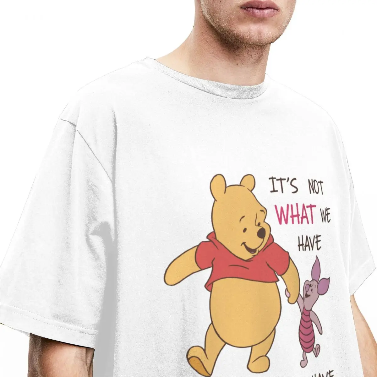 Funny Pooh Piglet T-Shirts Men Women's 100% Cotton Tee Shirt Printing Tops