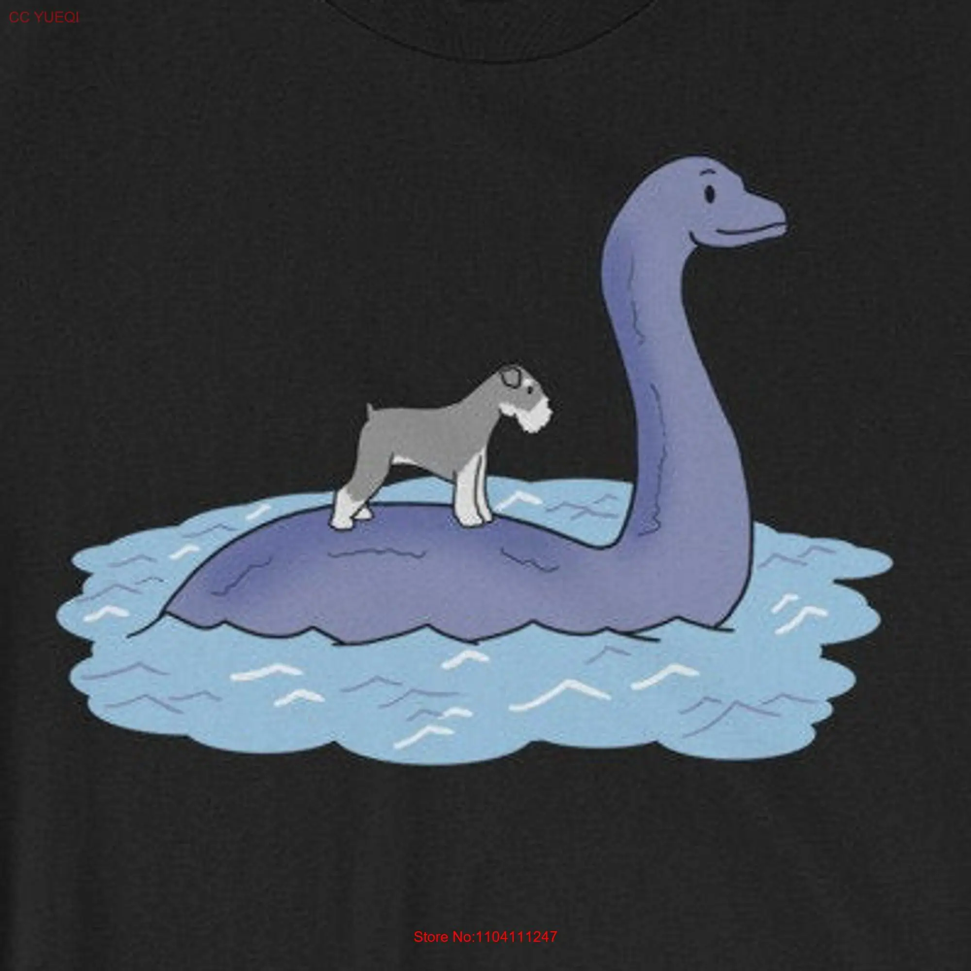 Schnauzer Loch Ness Monster  T Shirt long or short sleeves