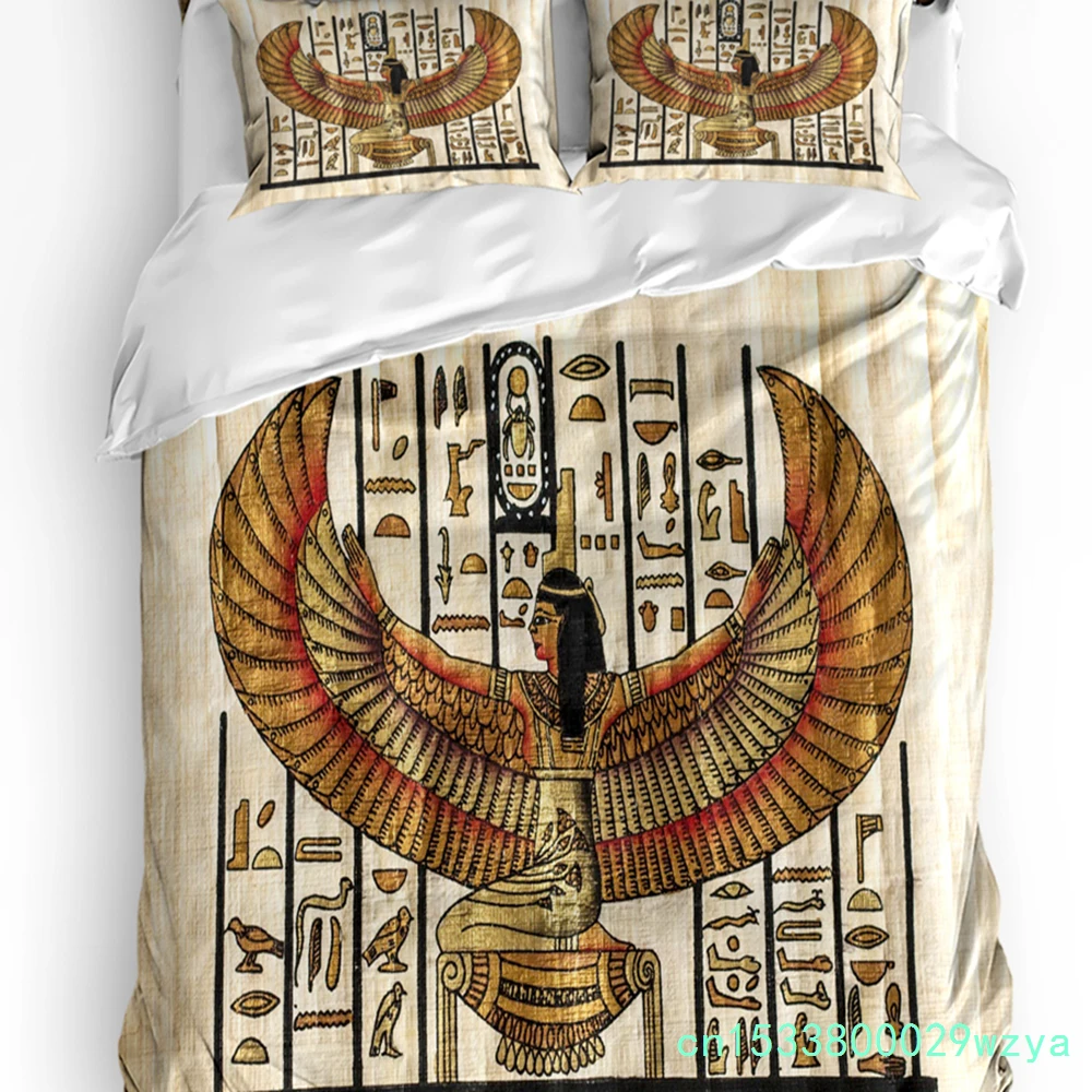 Egyptian Girl Wings Art Bedding Set 3pcs Boys Girls Duvet Cover Pillowcase Kids Adult Quilt Cover Double Bed Set Home Textile