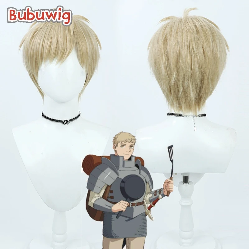 Bubuwig Synthetisch Haar Laios Touden Cosplay Pruiken Heerlijk in Dungeon Laios Touden 30 cm Korte Blonde Mannen Cos Pruik Hittebestendige