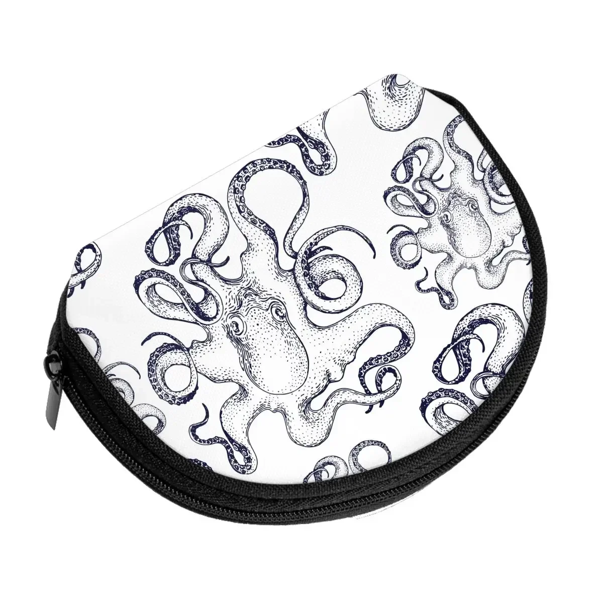 Octopuses Patterns Printing Coin Purse Ladies Shopping Portable Silver  Bag Travel Credit Card