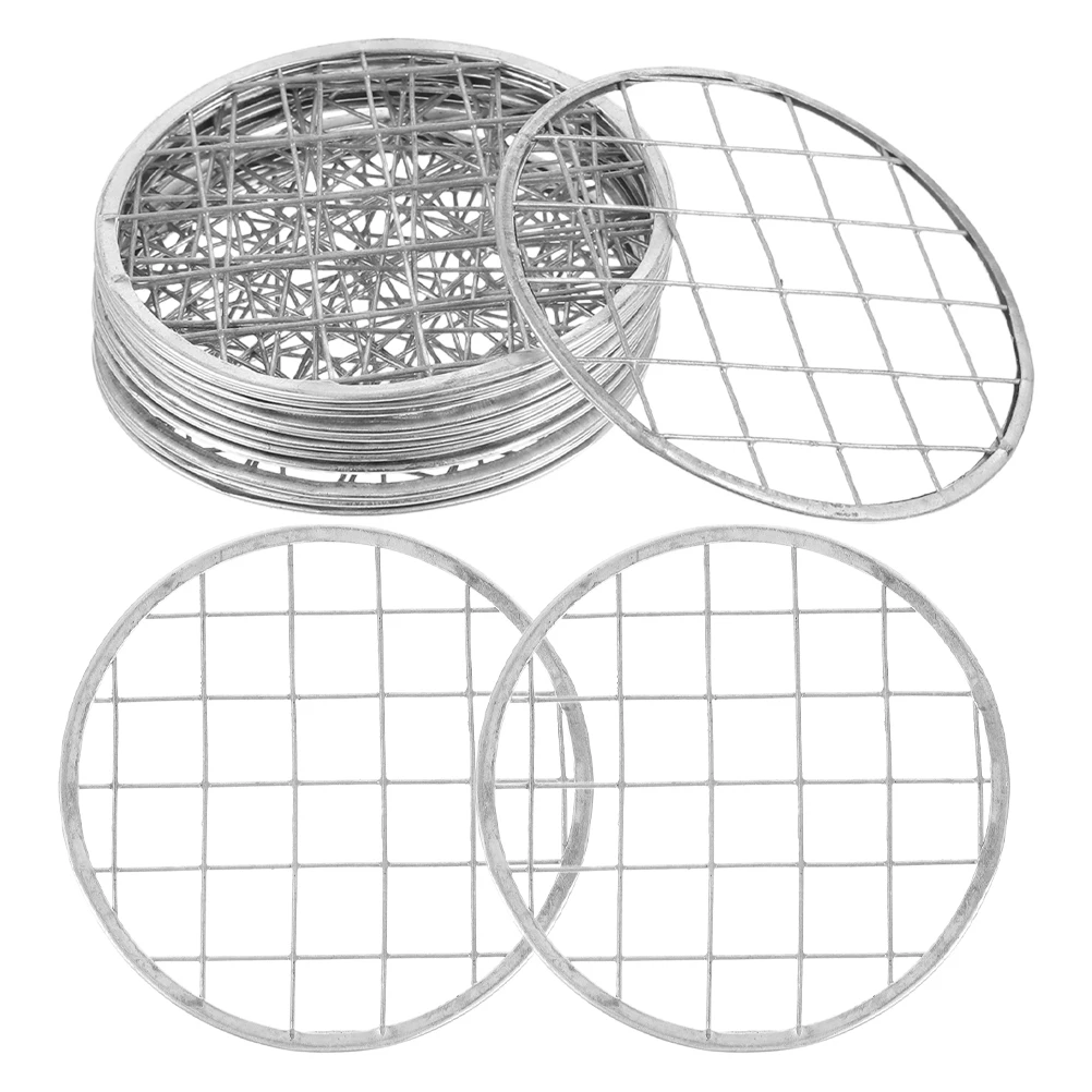 

14 Pcs Sheet Mason Jar Flower Lids Reusable Tinplate Gird Vase Arranging Mason Jar Flower Grid Tools 70mm Wire Rings