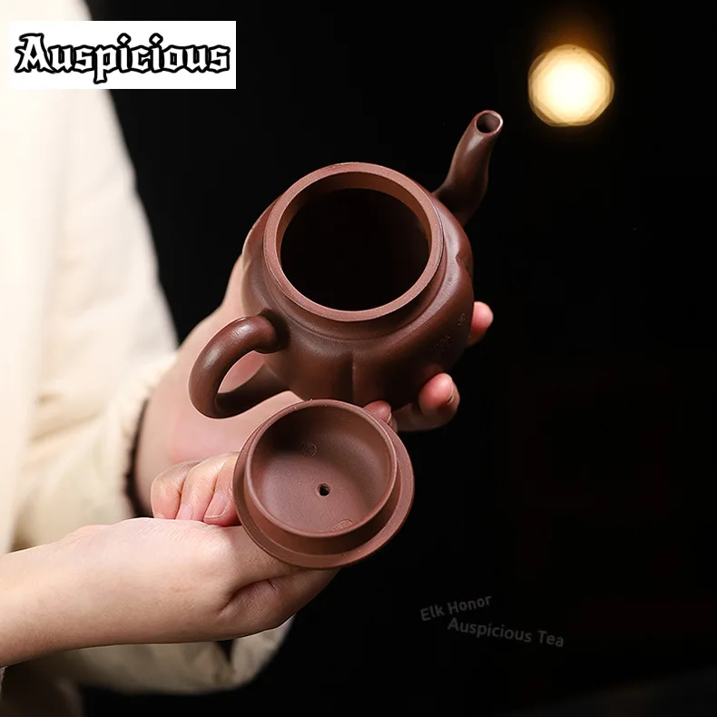 300ml Luxury Yixing Purple Clay Teapots Handmade Palace Lantern Pot Raw Ore Mud Kettle Chinese Zisha Tea Set Tableware Craft