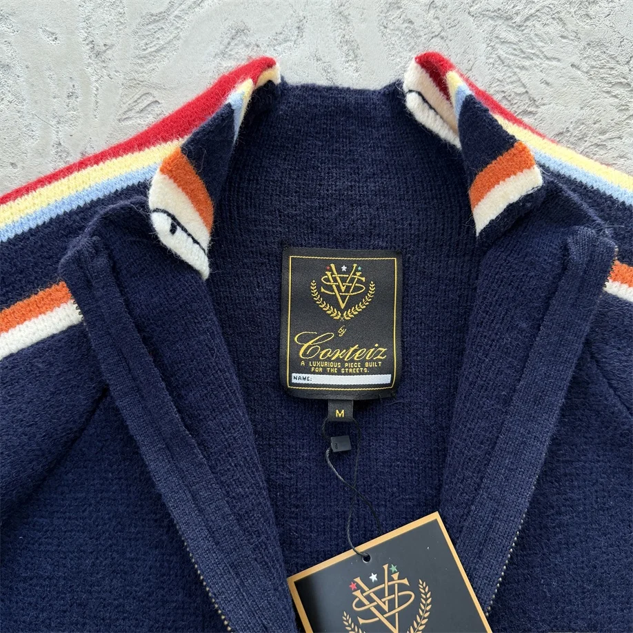 American Sle Zip up Knit Cardigan Striped Sve Open Cardigan Men's Women's Casual Sle Long Sve Stripe Pattern