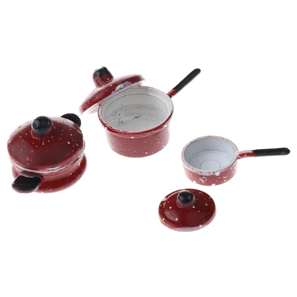 3Pcs 1/12 Scale Doll House Miniature Cookware Spotted Rooms Mini