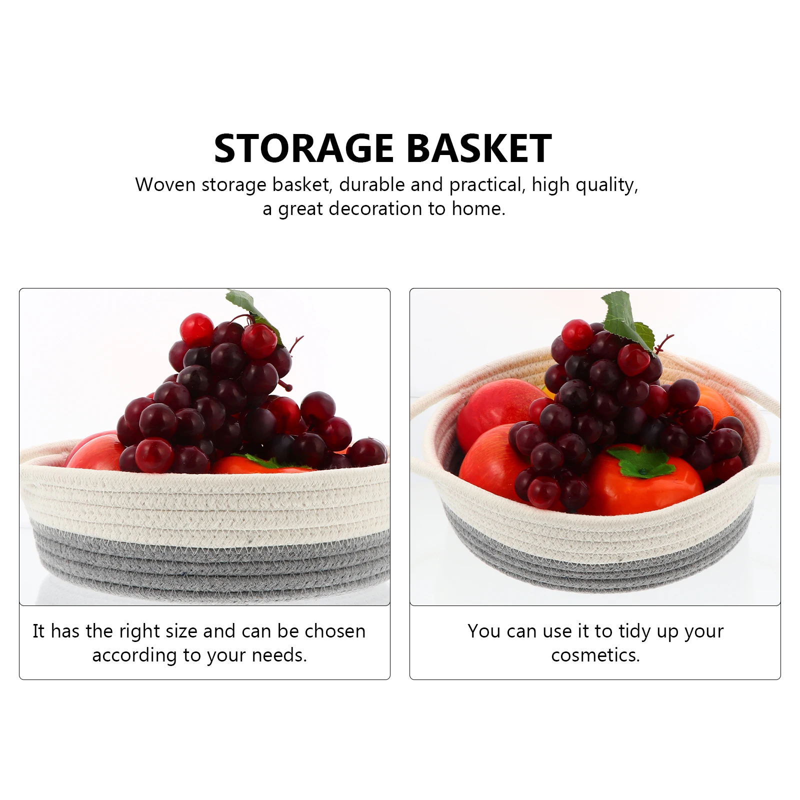 

1pc Storage Basket Cotton Woven Baskets Cute Container for Closet Kitchen Bathroom Living Room Eco Friendly