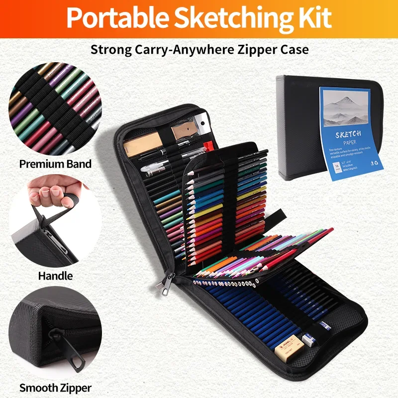 

Portable Sketching Kit Art Set Stuff Diverse art Pencils Sketching Art Set for Beginners Professional Artists Teens Adults