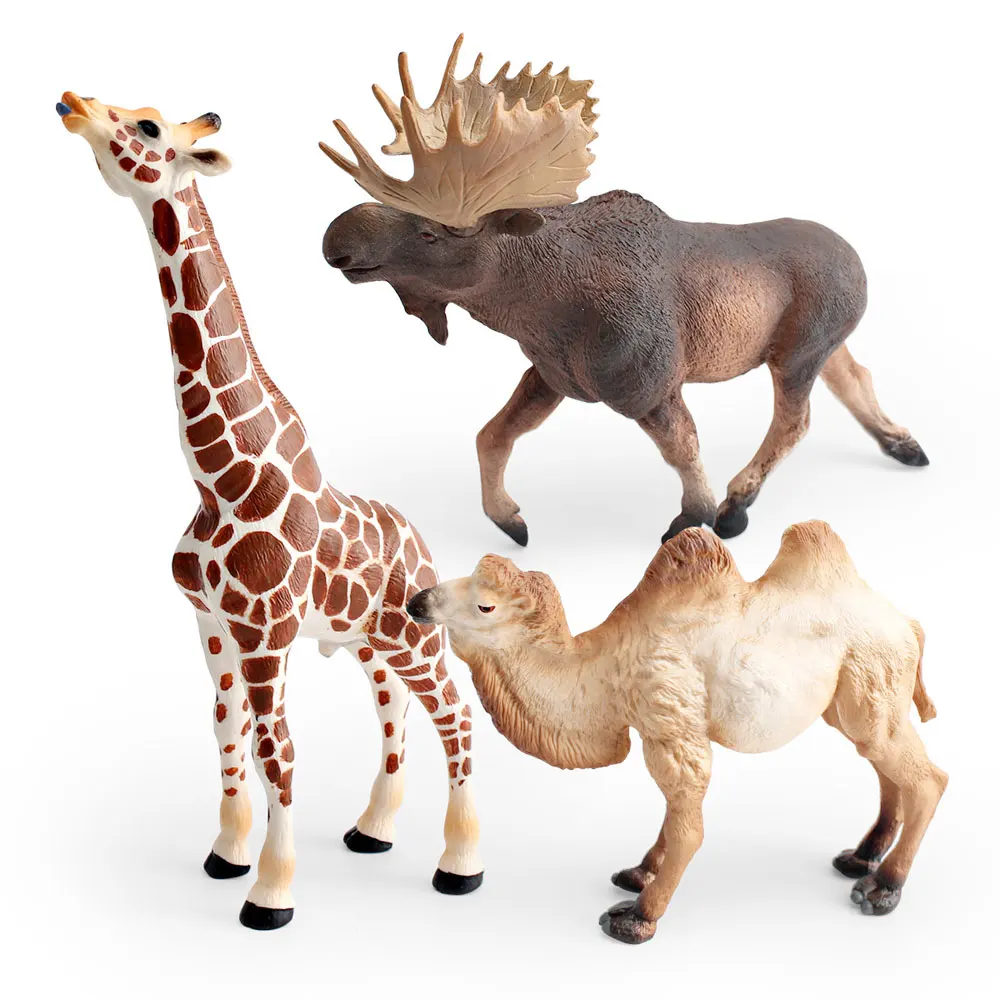 Simulation Camel Giraffe Elk Model Set PVC Wild Animal Ornaments Children Toy HG139