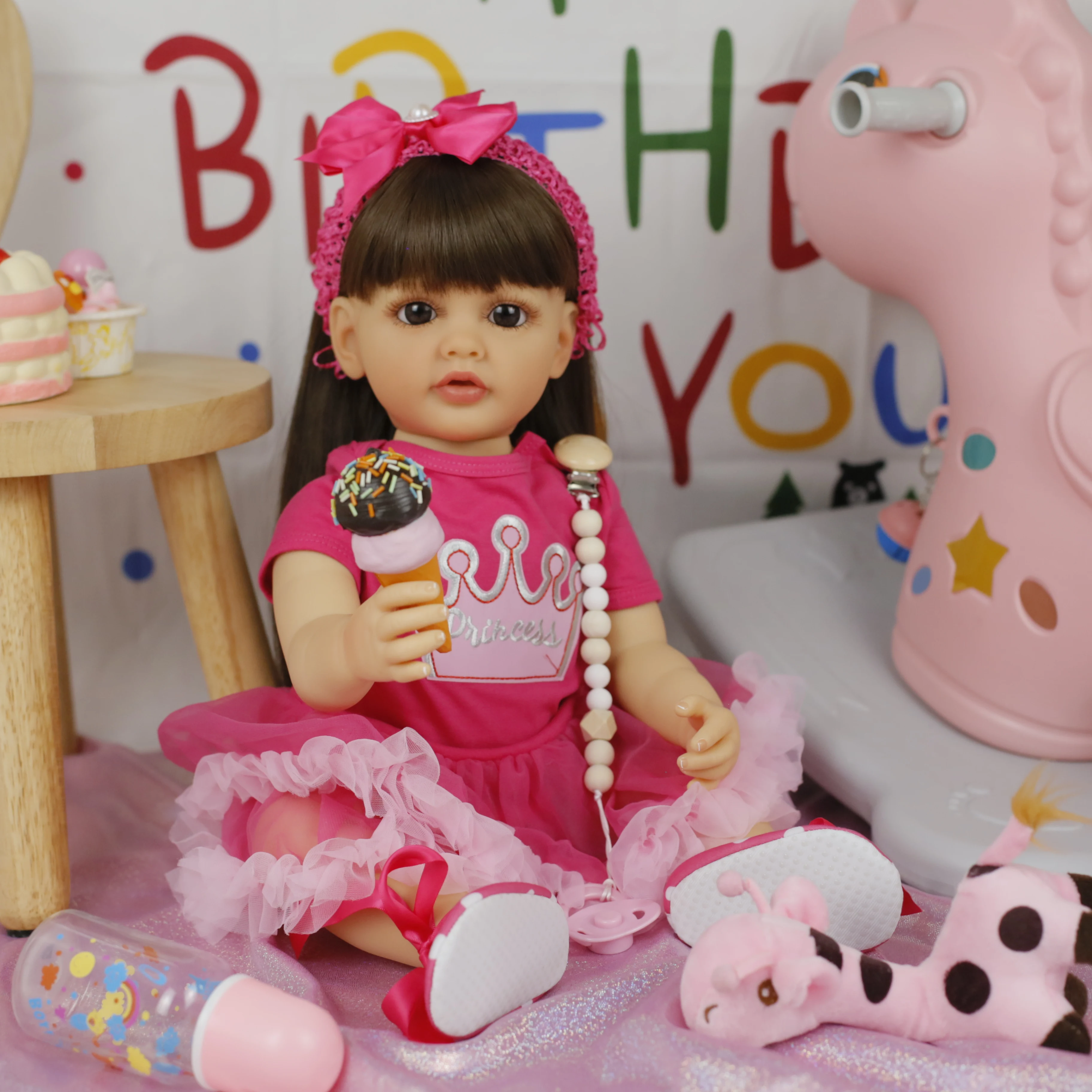 55 سنتيمتر تولد من جديد طفل الدمى الأميرة فتاة بيتي سيليكون الفينيل الجسم نابض بالحياة لمسة ناعمة لفتاة أفضل هدايا عيد الميلاد عيد ميلاد لعبة