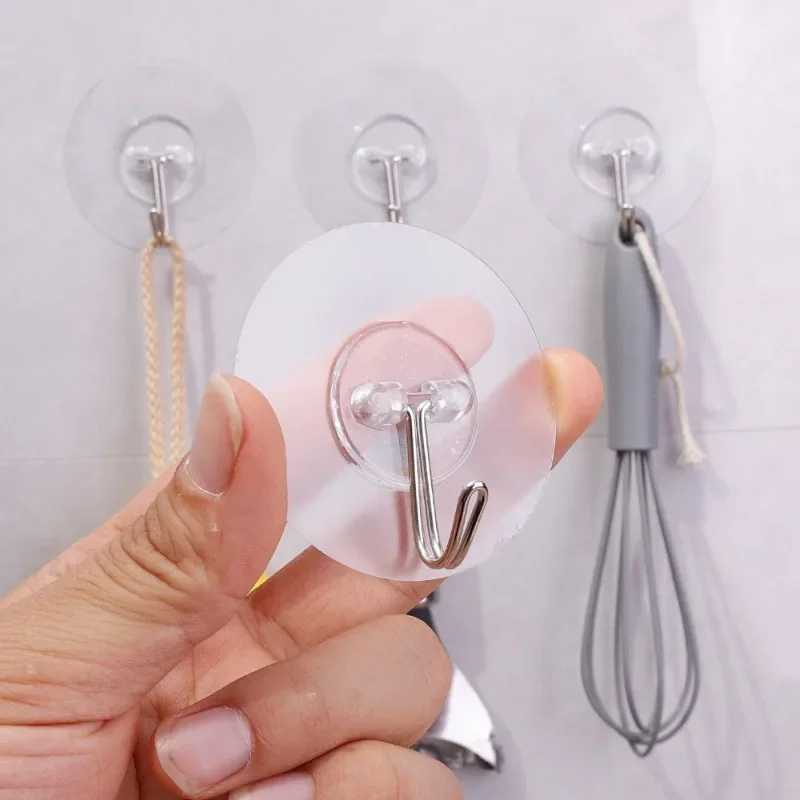 Round Transparent Wall Hooks Strong Self Adhesive Door Wall Hangers Hook Home Storage Hooks Heavy Load Hook Multi-Purpose Racks