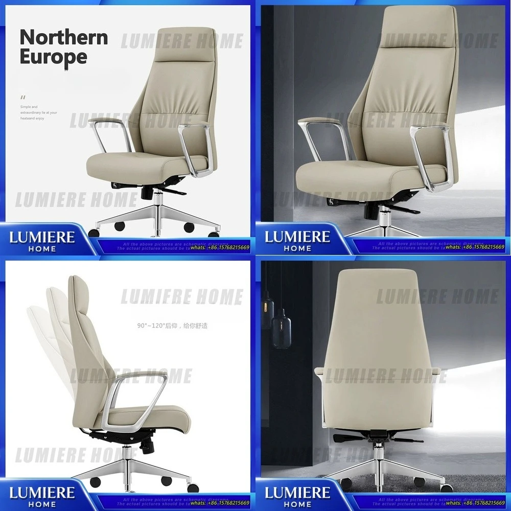 

Luxury High Back Leather Executive Office Chair Swivel Ergonomic Task Chair for Boss Manager Hotel Conference Room Auto Return