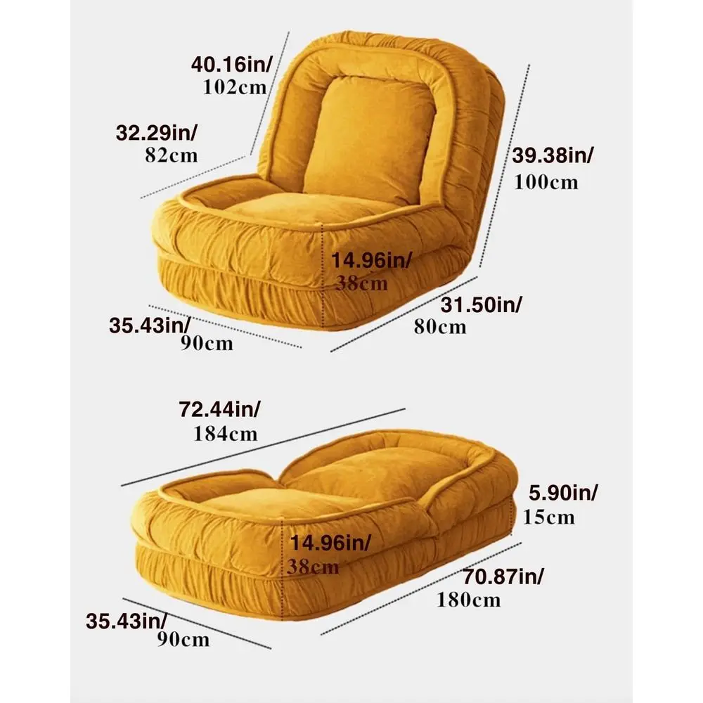 Foldable Lazy Sofa Bed Floor Chair Adjustable Human Dog Bed for Adults Kids Floor Seats Cozy Small Couch for Home Living Room Y - view 4