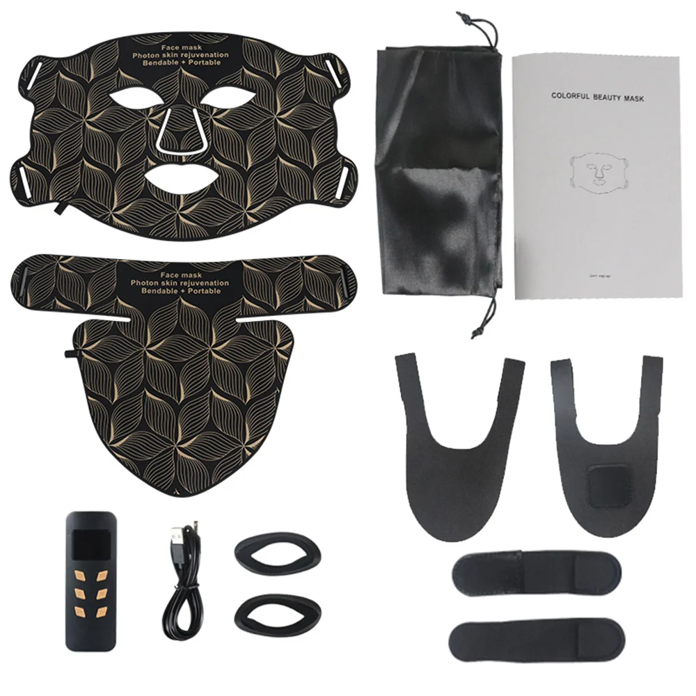 LED 8 kleuren gezichtsmasker en nek rood licht nabij infrarood therapie anti-aging rimpel acne porie oliecontrole huid draai witter