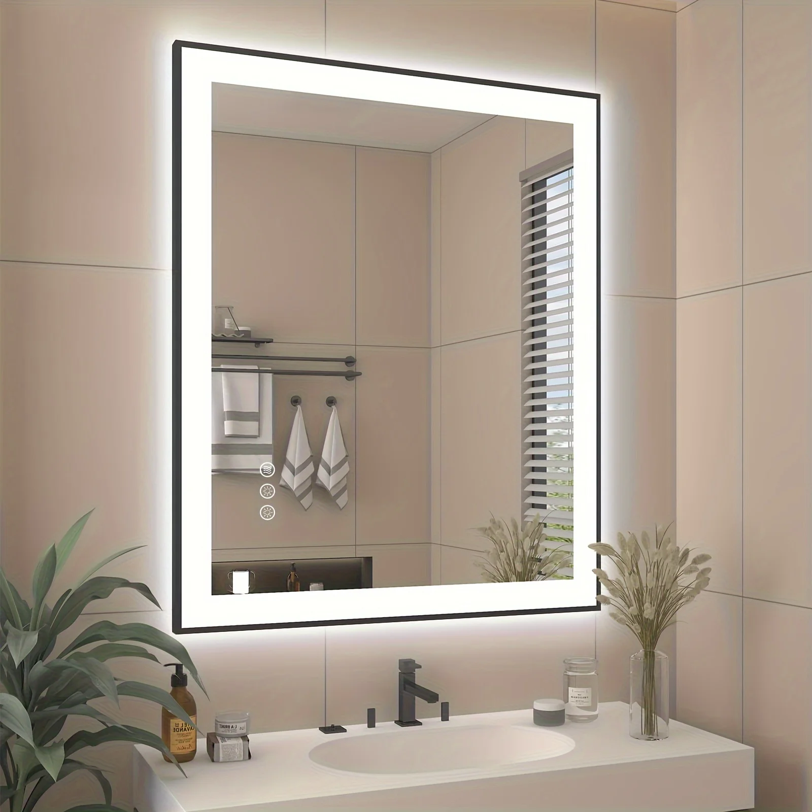 With 3 Color Lights Mirror With Led Light Makeup Mirrors Dimmable Touch Switch Control Bathroom Backlight the Wall Miror Fixture