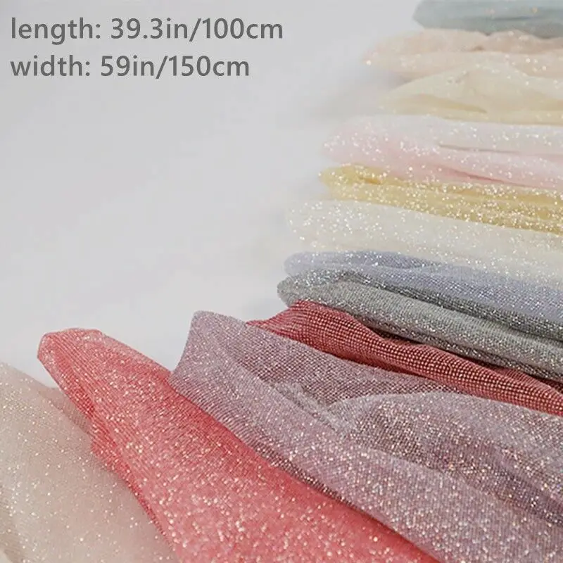 100x150cm Shiny Glitter Pink Gold Mesh Fabric Soft Yarn Tulle Fabric  For Diy Apparel Veil Wedding Site Layout Background Yarn