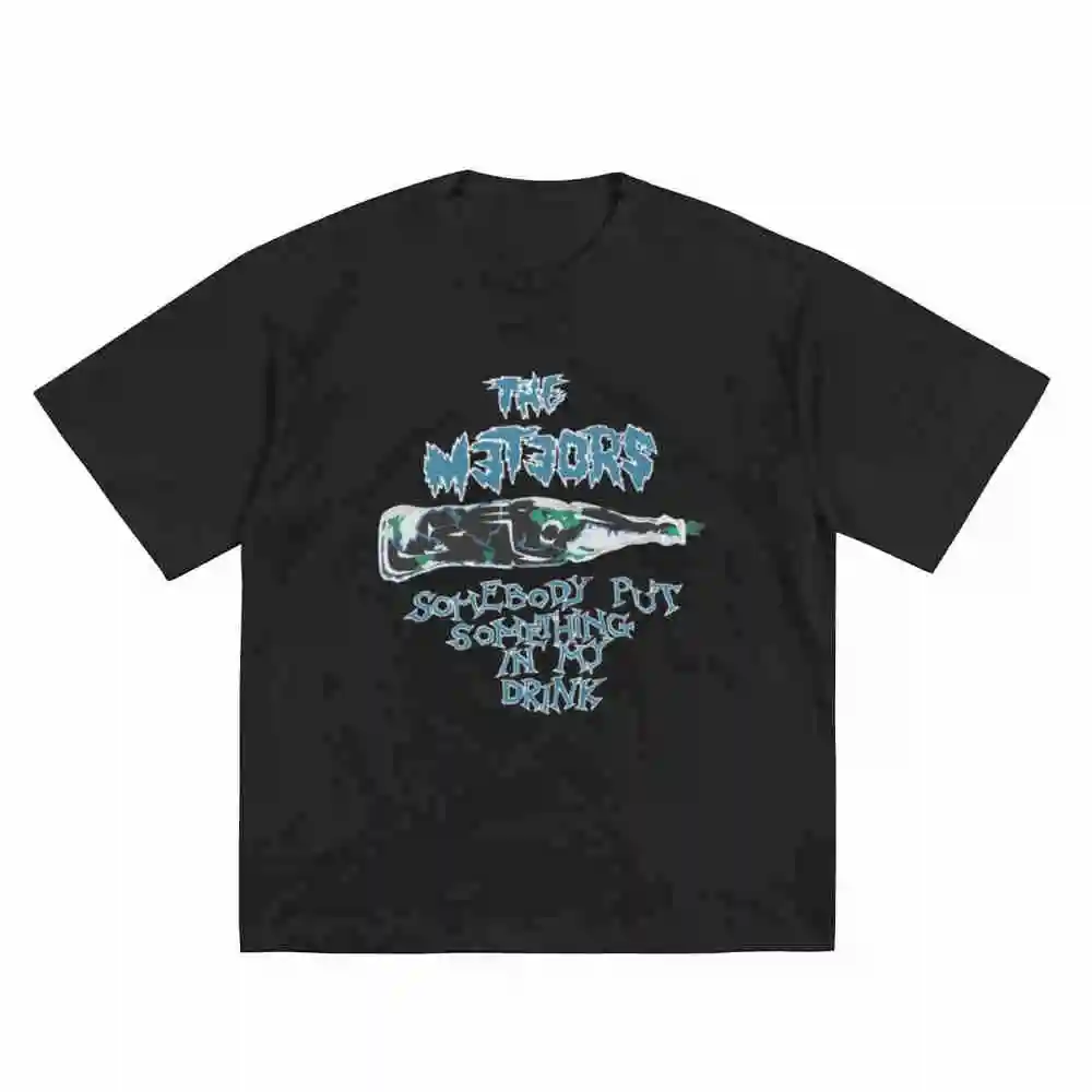 The Meteors Somebody Put Something In My Drink Short Sleeve Tee 100% Cotton T-Shirt