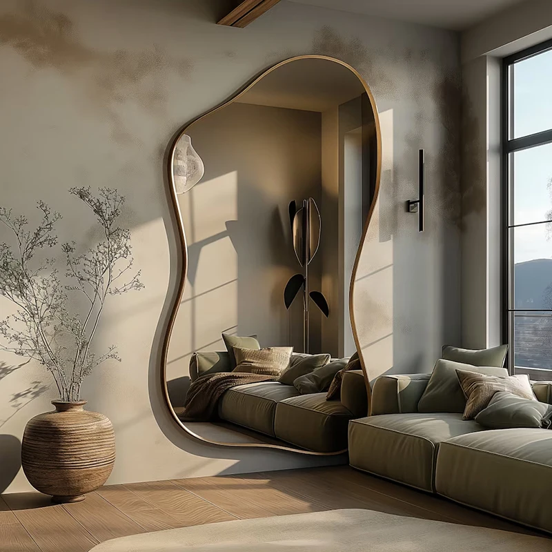 

Art mirror simple light luxury hanging full-body mirror full-length irregular decorative advanced ins