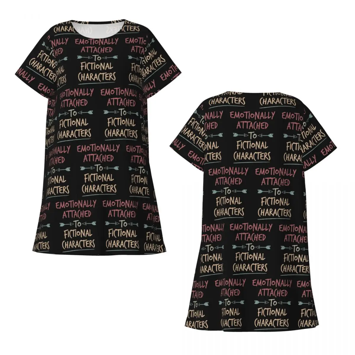 Emotionally Attached To Fictional Characters Short Sleeves Nightdress For Sleeping Women Short Sleeve Nightgowns Pajama Dress