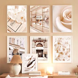 French Garden Luxury Ring Beige Street View Wall Art Canvas Painting Nordic Posters And Prints Pictures For Living Room Decor