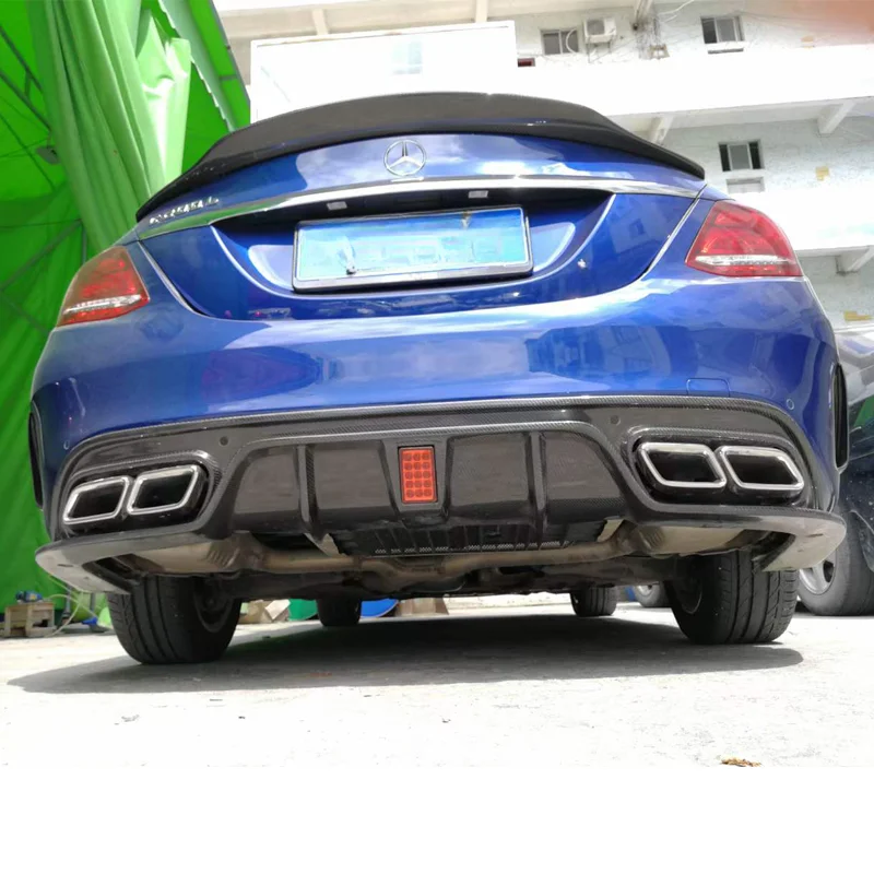 Complete OEM Facelift Conversion & Custom BuildCMST Style C-Class W205 C180 C200 C260 Carbon Fiber Rear Diffuser With Light For