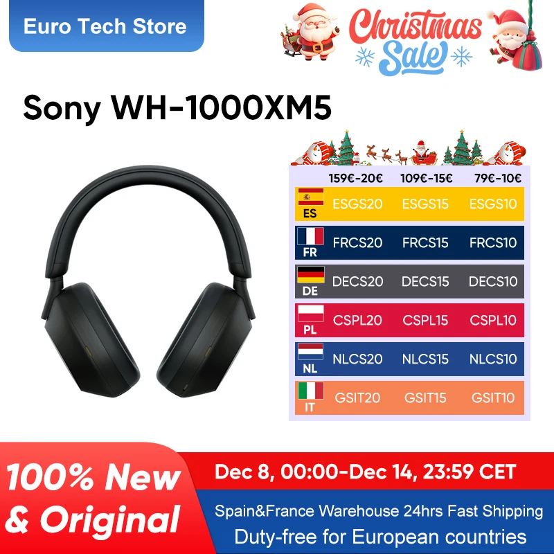 Immagine di Sony WH-1000XM5 Cuffie wireless con cancellazione del rumore Batteria da 30 ore Processore integrato V1 Pelle morbida 4 microfoni Nero