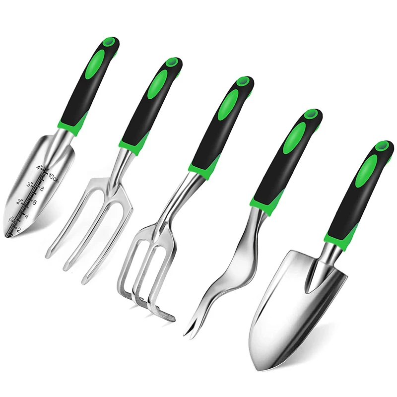 

2025Hot Selling Wood Handle Outdoor Gardentools Rake Spade Shovel 5 Pieces Garden Tool Set