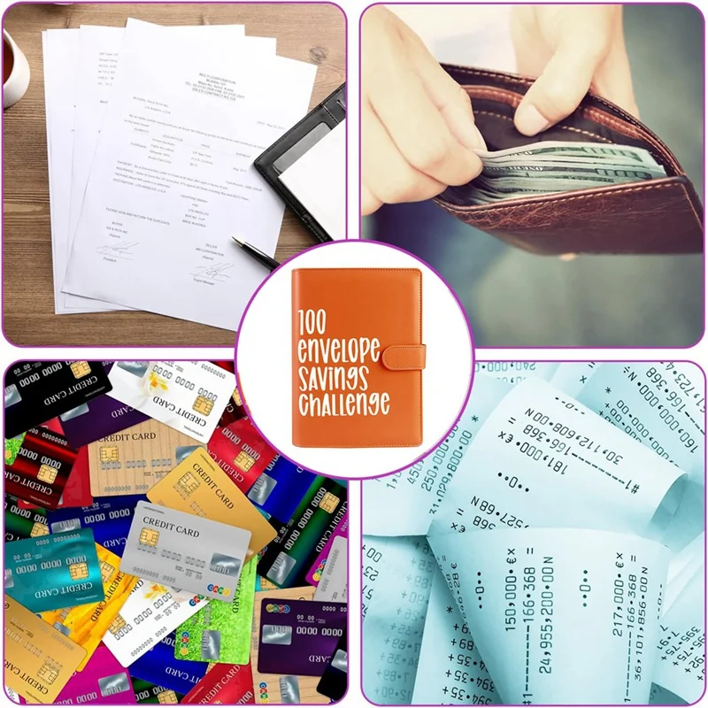 1Set 100 Envelope Challenge Binder Savings Challenges Budget Book Binder +Cash Envelope