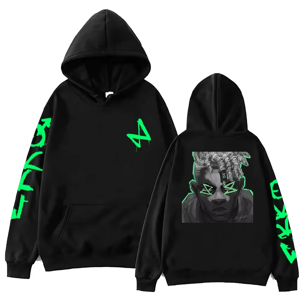 Hot Anime Arcane Ekko Graffiti Hoodie Harajuku Men Women Pullover Tops Oversized Clothing Trend Streetwear Sweatshirt Fans Gift