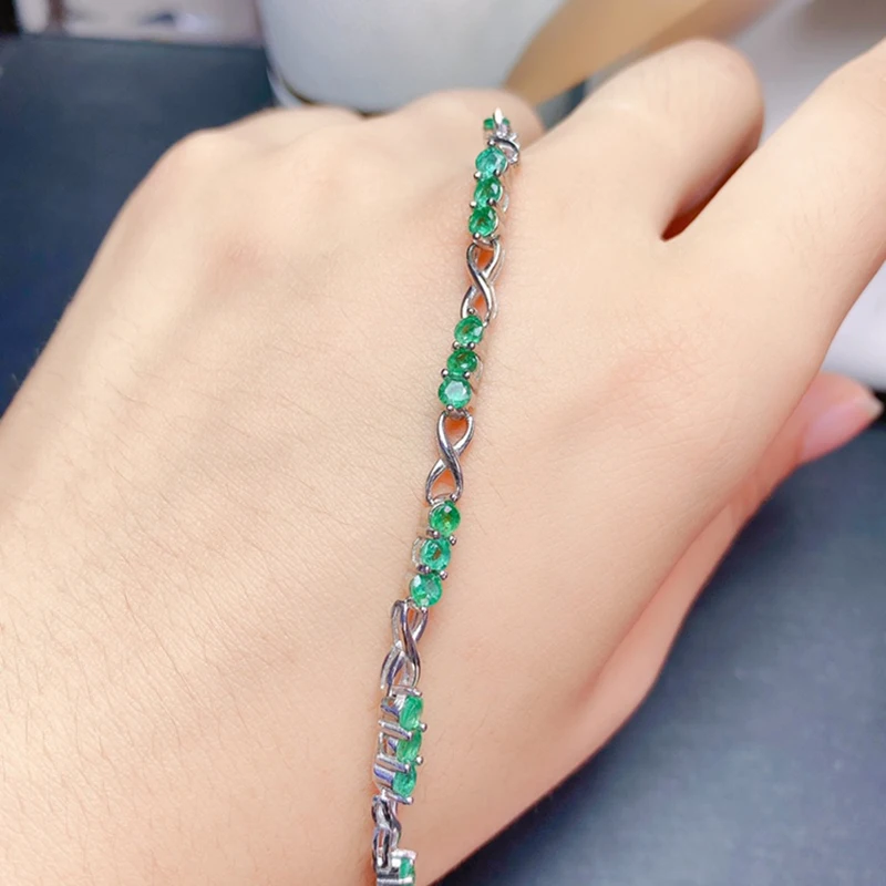 Natural Emerald Bracelet for women silver 925 jewelry luxury gem stones 18k gold plated free shiping items