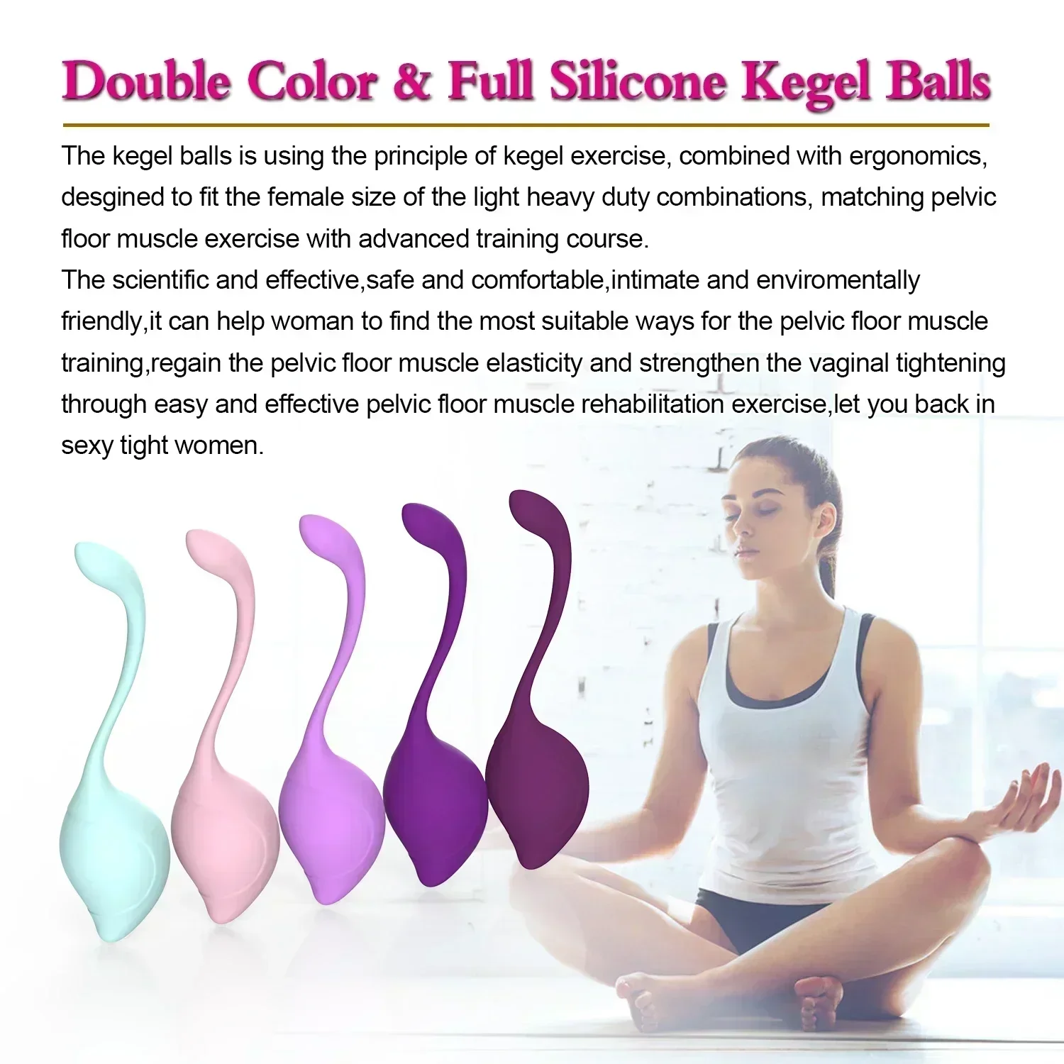 Medical Silicone Kegel Balls Set for Woman Vagina Shrinking Ben Wa Weight Ball Pelvic Muscle Trainer Machine Exercise Sex Toys