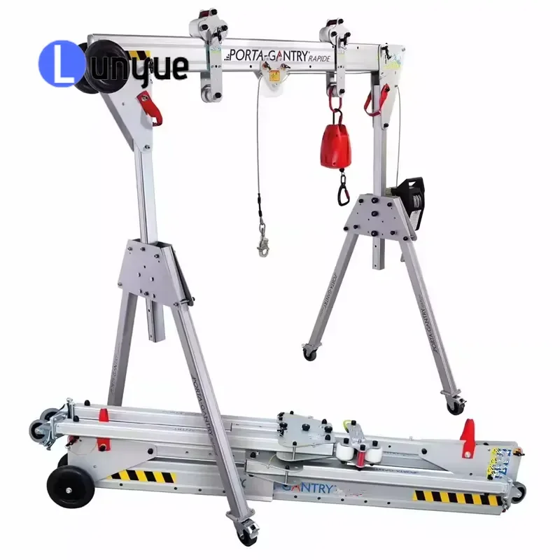 1T-5T Foldable Mini Aluminum Mobile Gantry Crane Adjustable Portable Light Lift For Workshop Garage Warehouse Heavy Duty
