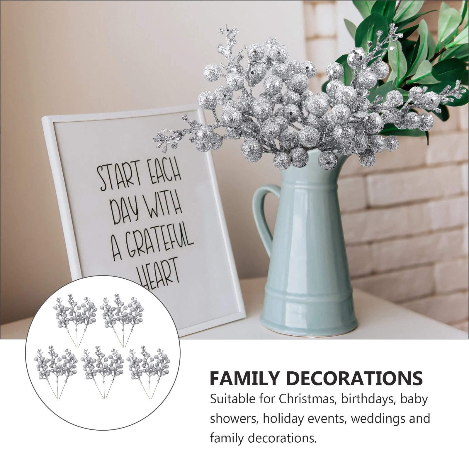 

15Pcs Artificial Berry Stems Christmas Decorative Berry Branches for Tree Wreath Centerpiece Holiday Party Decor