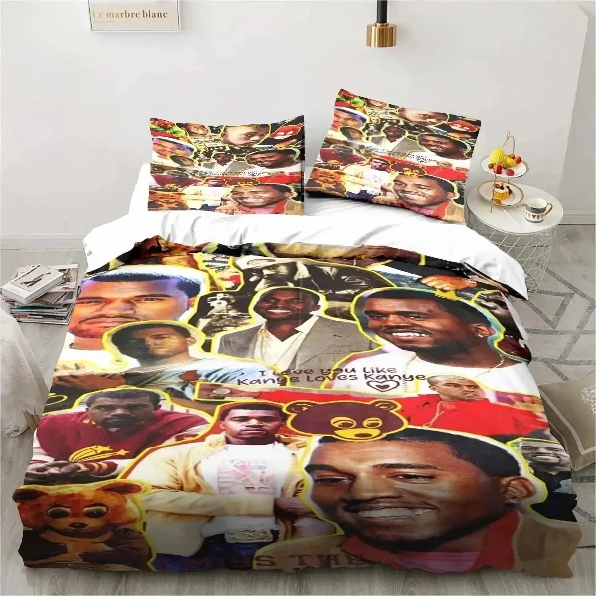 Kanye West Rapper Art 3D NEW Duvet Cover Pillowcase Bedding Set Adult Boy Girl Bedroom Decoration Children Single Double Large