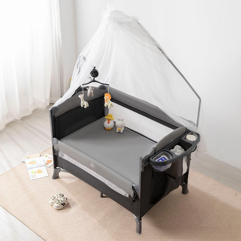 Spot Foldable Lifting Crib for Newborns Movable and Spliced Large Bed Portable Multifunctional Cradle Crib