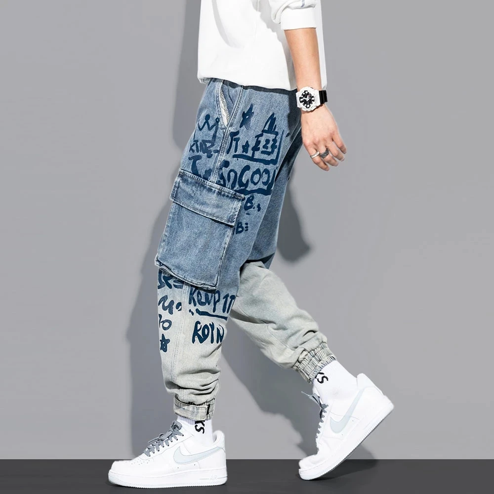 2023 Spring Autumn New Streetwear Baggy Jeans Men Korean Denim Cargo Jean Pants Baggy Harem Jean Trousers Male Brand Clothing