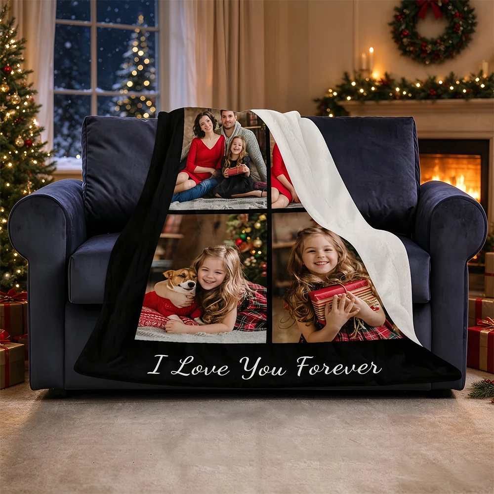 Personalized Picture Blankets Customized Blankets with Photos, Custom Couple Throw Blanket for Family Girlfriend Boyfriend