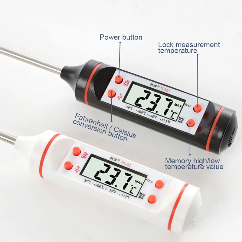 Water Milk Kitchen Oven Thermometer Meat Thermometer Digital BBQ Thermometer Electronic Cooking Food Thermometer Black