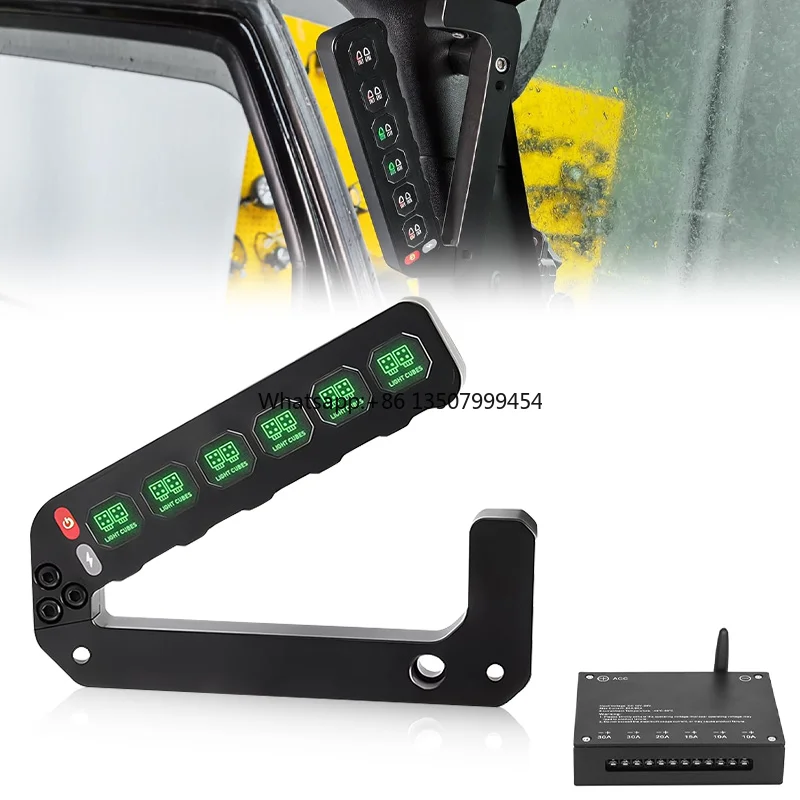 

Hot Selling Flashing Lighting Mode 6 Gang Wireless Switch Panel Grab Handle Switch Panel for JK 2007-2018