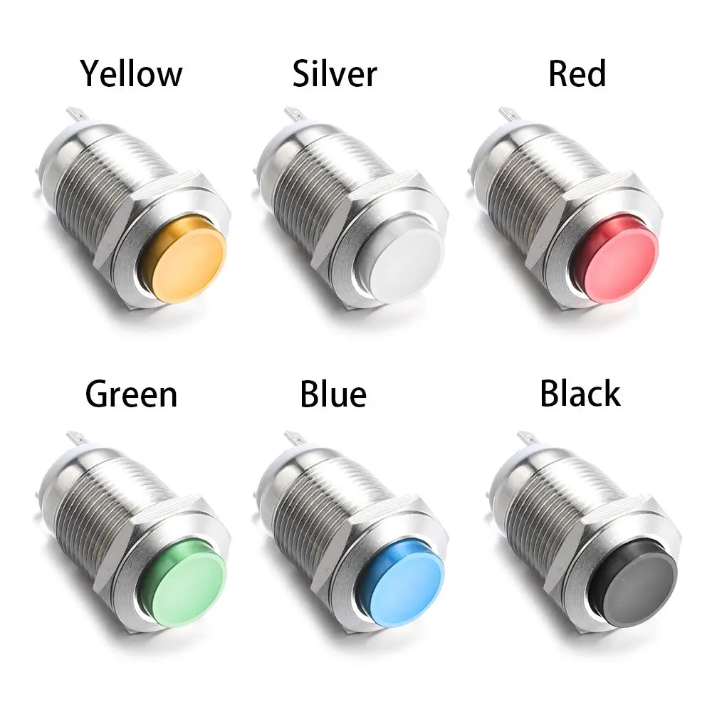 High Round Waterproof 250V 12mm Metal Momentary Push Button Switch