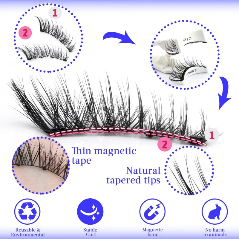 1 Paar Magnetische Wimpers Handgemaakte Natuur 3D Nertsen Wimpers Herbruikbare Valse Wimper Set Natuurlijke Dichte Wimper Make-Up Pincet Tool