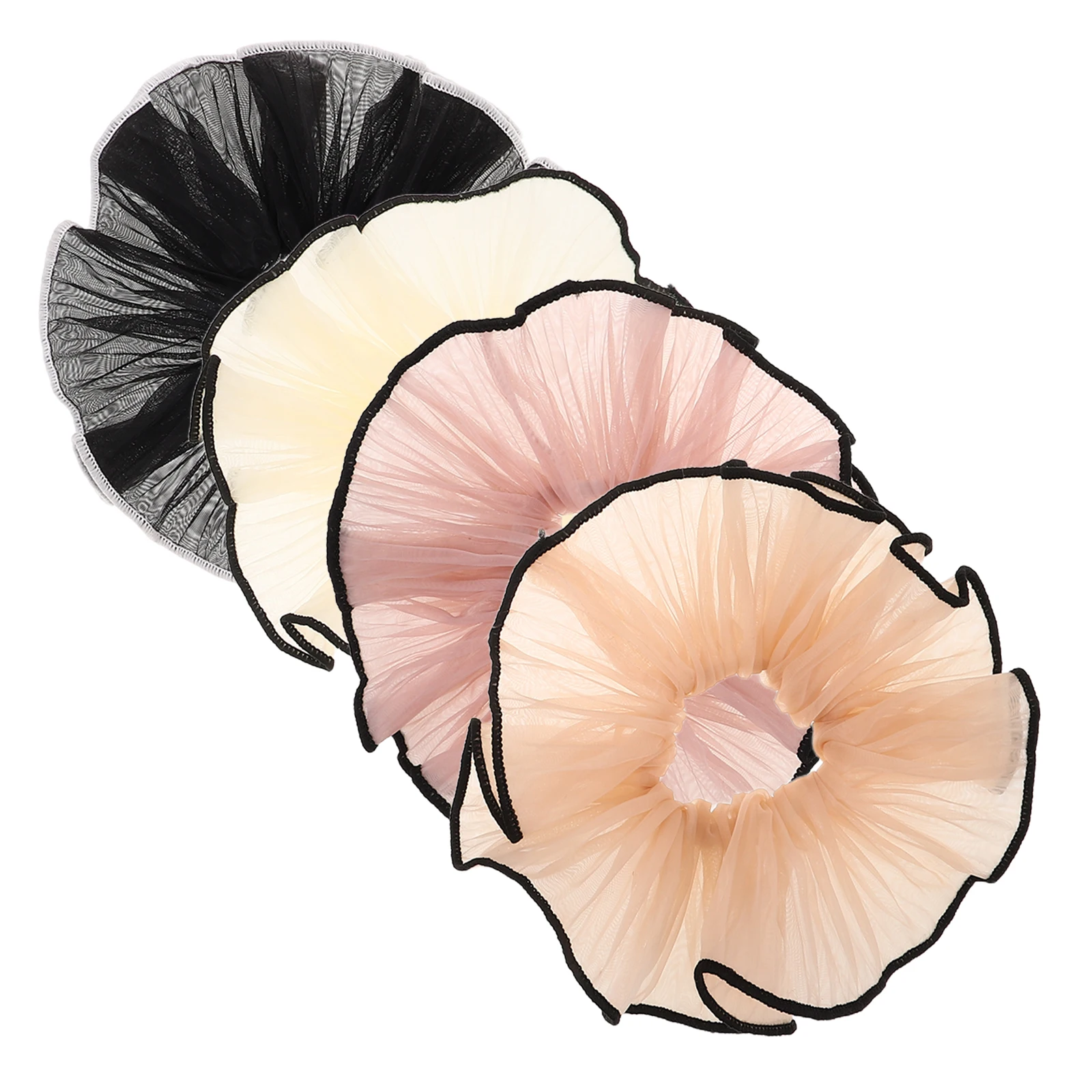 

4 Pcs Ties Ruffled Large Elastic Scrunchies for Thick Hair Women Fashion Accessory Decoration Hair Rope Headwear