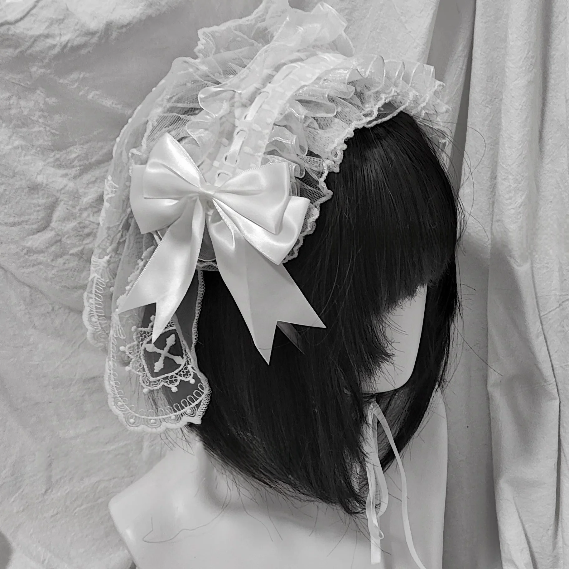 4 أنواع الأصلي لوليتا الحجاب الزفاف تنوعا عقال القوطية الظلام الدانتيل الملاك خوذة لوليتا تأثيري تكدرت إكسسوارات الشعر