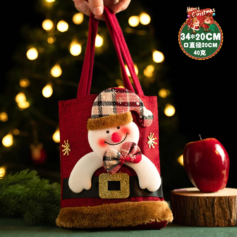 Sac cadeau de Noël portable pour enfants, sac à main en toile pour bébé, bonhomme de neige, elfe, bonhomme de neige, petit cadeau créatif, veille de Noël, père Noël, plein lune, mariage, nouveau produit, 2024 sac à Main à Bonbons Souvenir, Cadeau d'Anniversaire