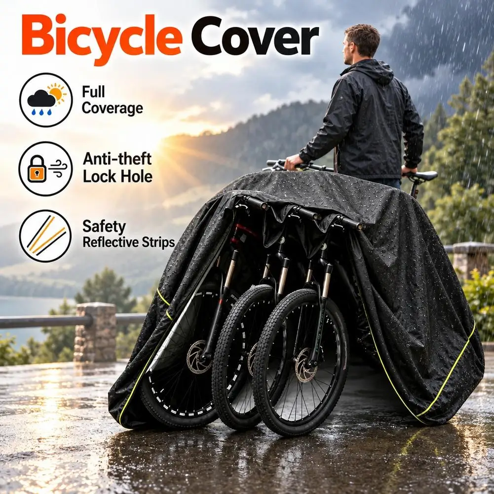 Bicycle Gear Waterproof Raincover 190T Silver Coated Cloth Outdoor Protector Bicycle Sun UV Dust Proof Cover With Storage Bag