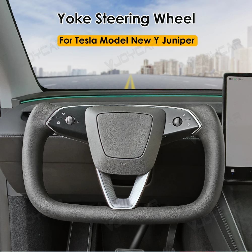 

Sport Yoke Steering Wheel with Heating for Tesla New Model Y Juniper 2025 Nappa Leather Car Handle Modified Accessories
