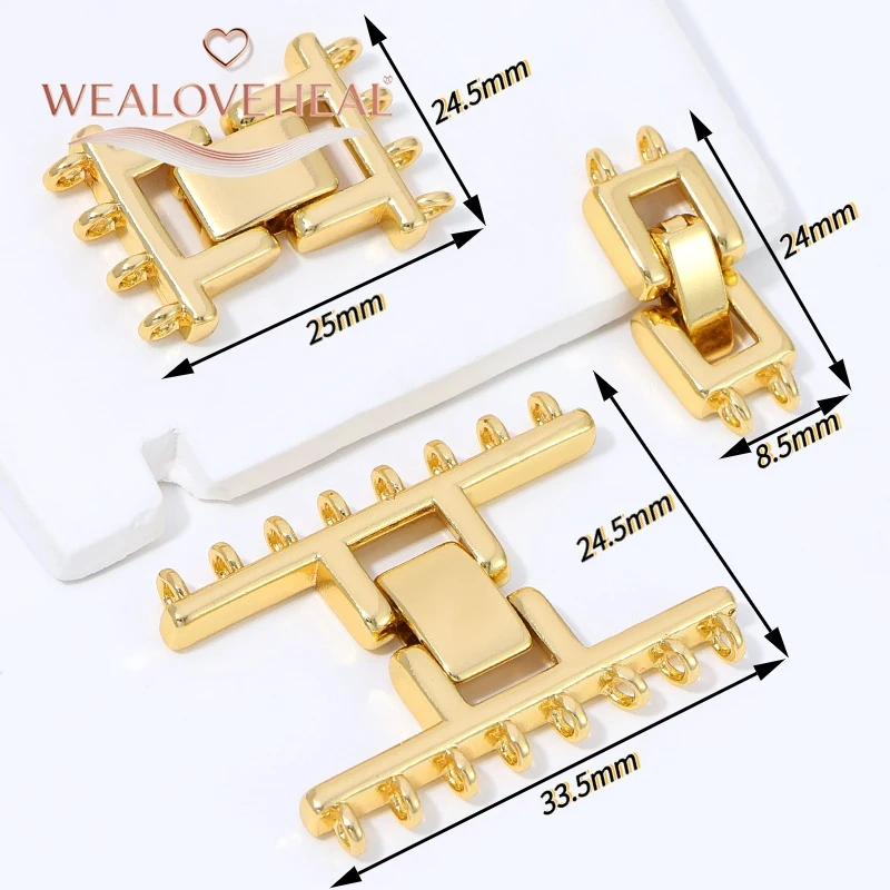 armband verschluss, 18K vergoldeter Messing-Mehrstrang-Kastenverschluss für Perlenketten und Armbänder, 2, 4, 8-reihiger Verbinder, DIY Schmuckherstellungszubehör, Verschluss – Detail 17