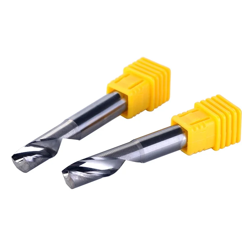 5Pcs 3.175/4/6/8/10/12mm Single Flute Milling Cutters Aluminum CNC One Flute Spiral Bits Solid Carbide Aluminum End Mill Tools