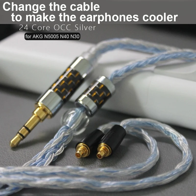 

N5005 N40 N30 Cable 3.5mm 2.5mm 4.4mm 24 Core Silver Plated OCC Earphone Cable For MMCX Sennheiser With MIC